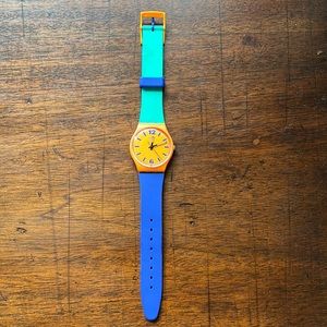 Swatch color blocked watch